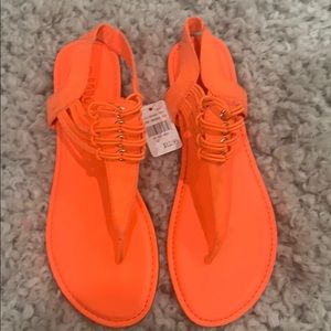 Rainbow coral thong sandals size 10